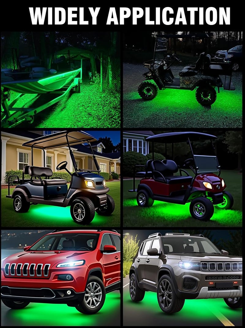 LEYMANRIYA 8 Pcs Car Led Light Strip IP67 Waterproof 11" Flexible Led Lights Underglow 12V for Car Motorcycle Boat Golf Cart Interior Exterior Decoration - Green - Image 2